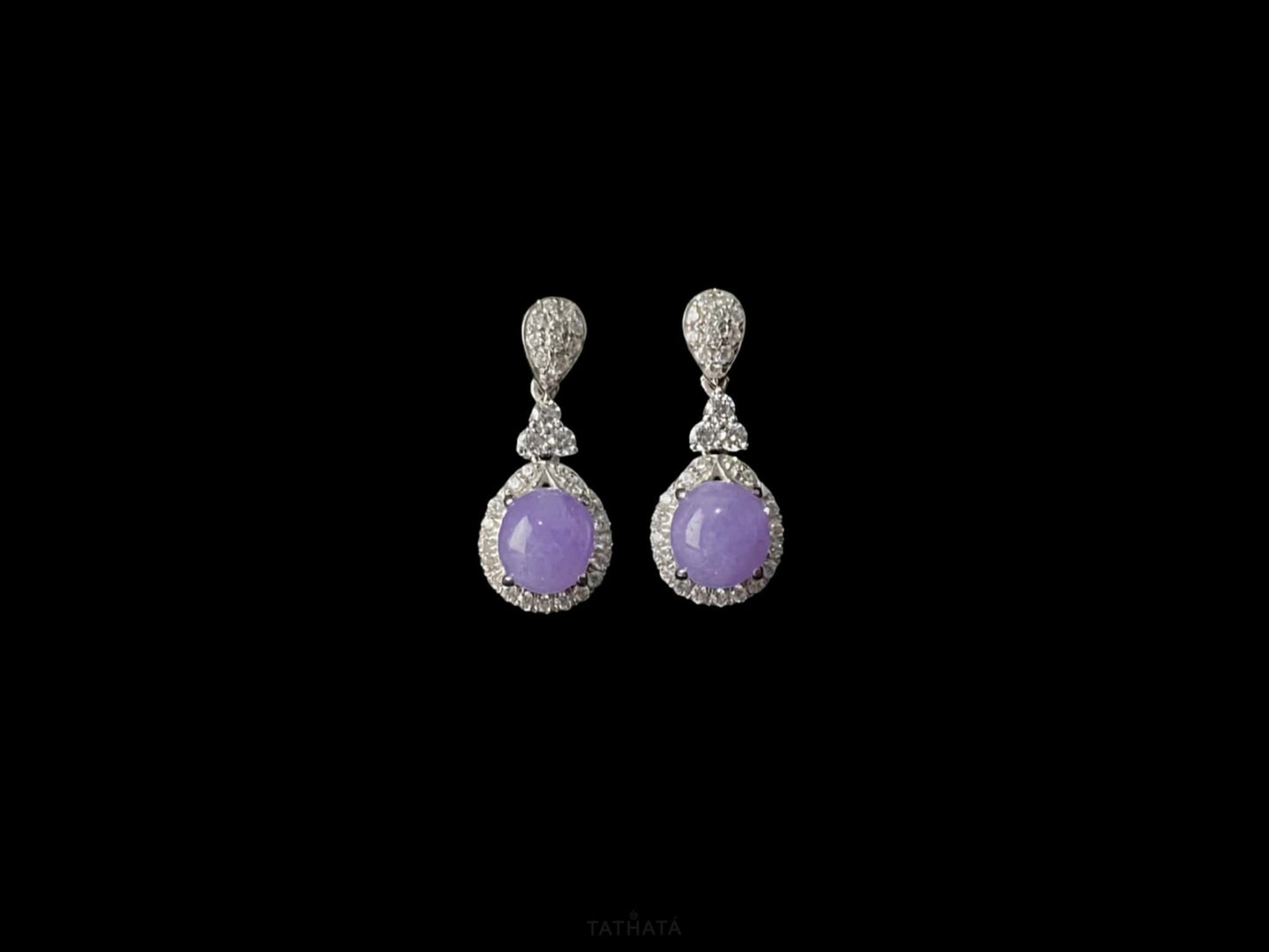 Sunset Purple · Nature Burmese Jadeite Earring