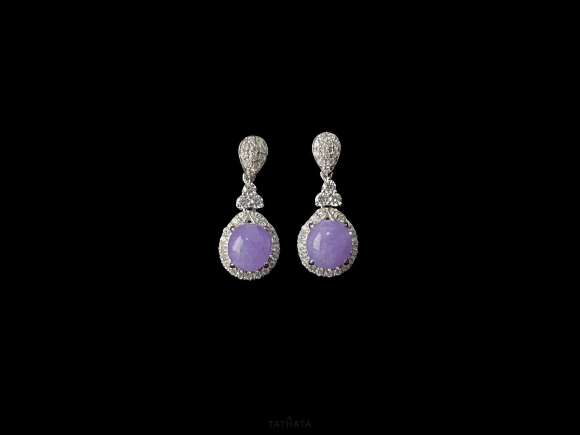 Sunset Purple · Nature Burmese Jadeite Earring