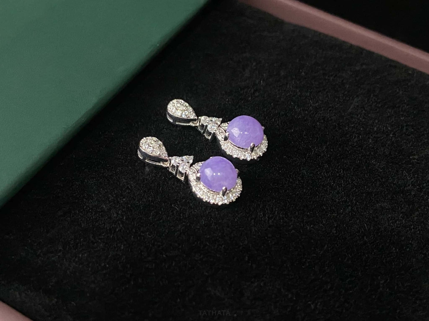 Sunset Purple · Nature Burmese Jadeite Earring