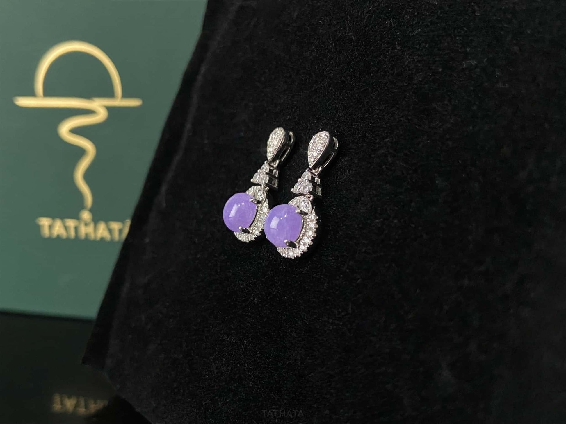 Sunset Purple · Nature Burmese Jadeite Earring