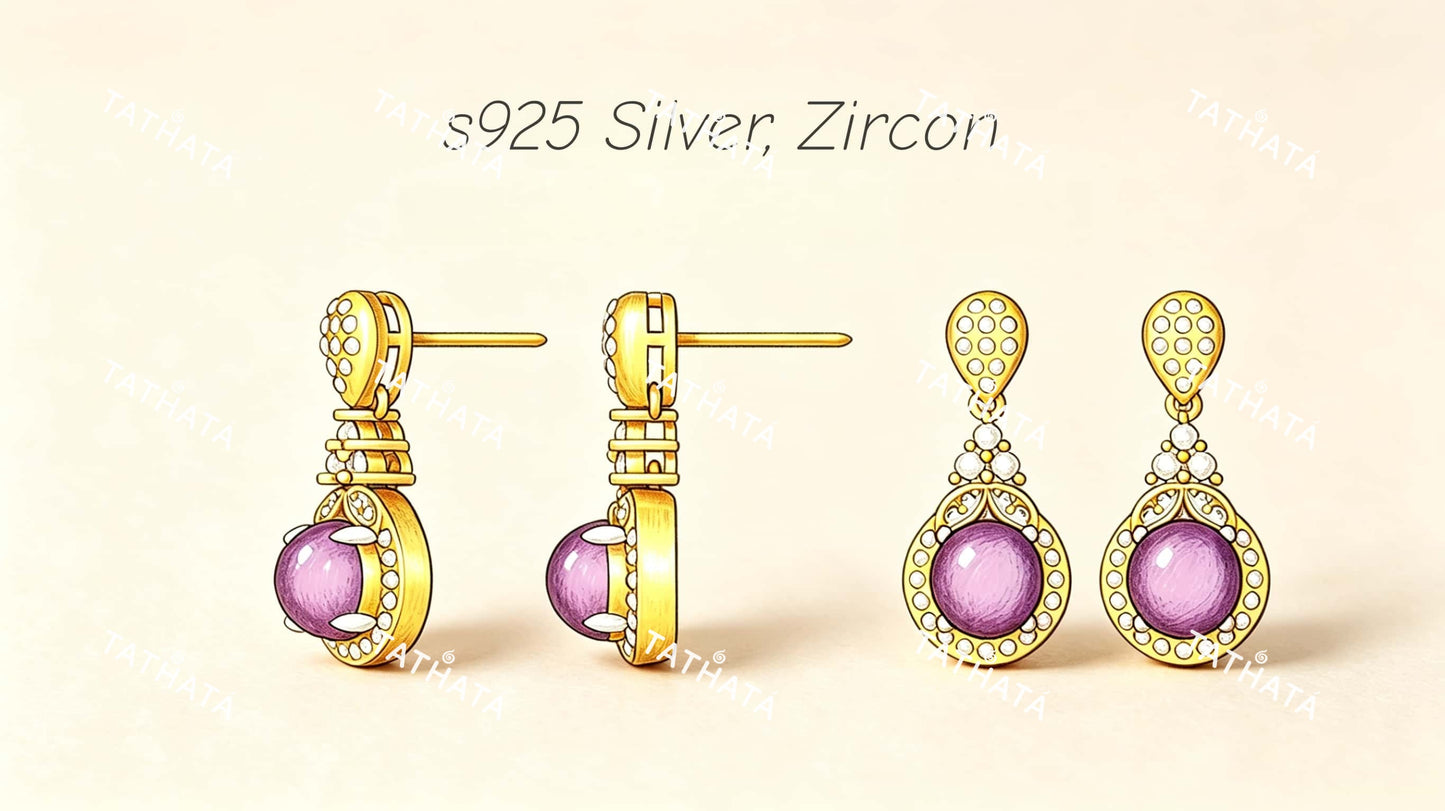 Sunset Purple · Nature Burmese Jadeite Earring