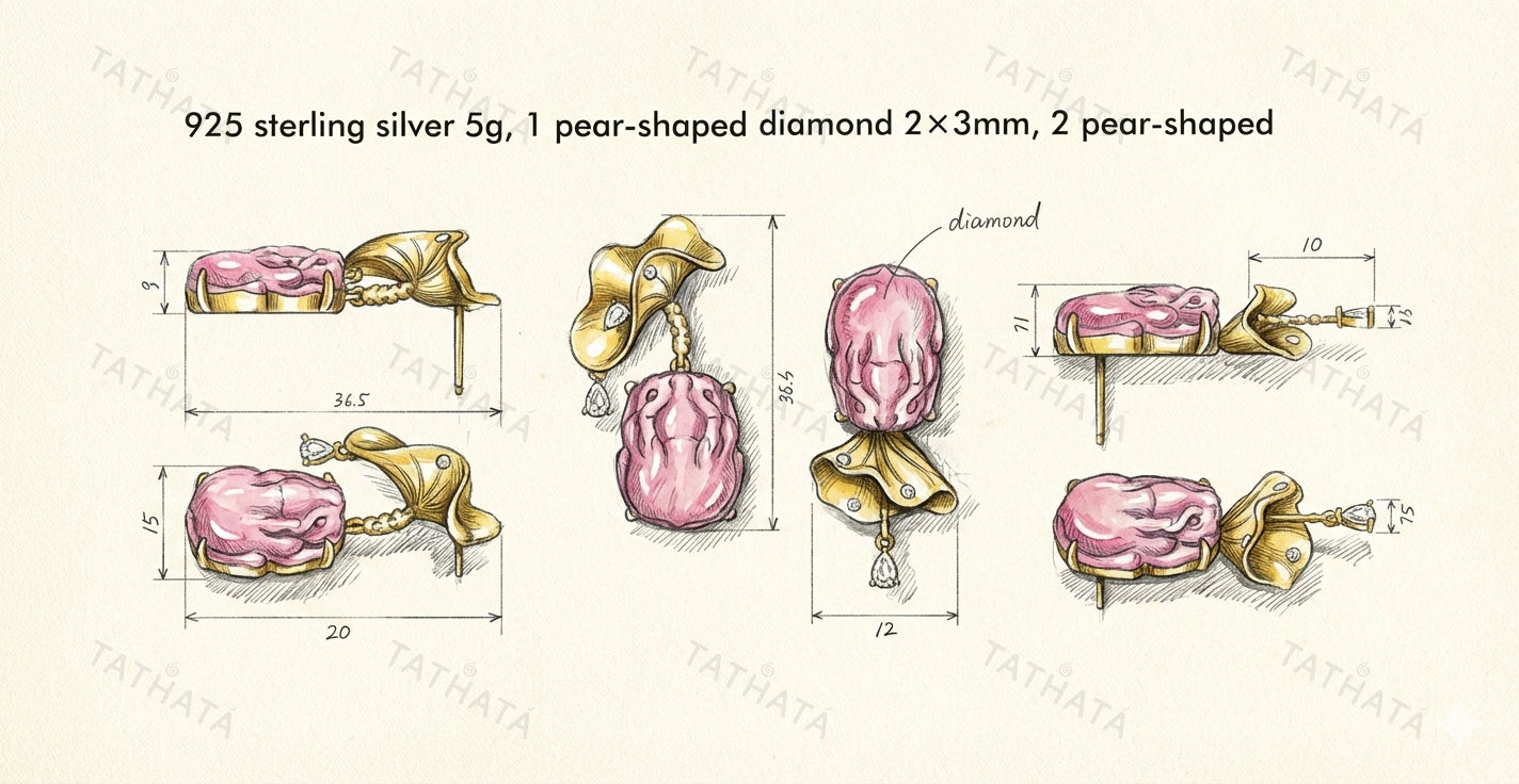 Violet Pixiu With Petal · Natural Burmese Jadeite Earring
