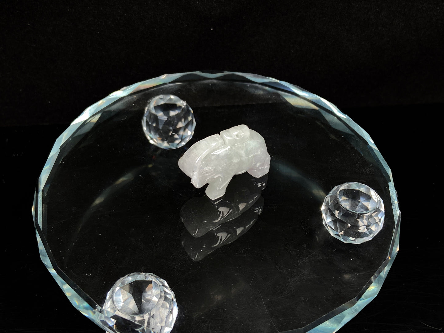 A icy white lucky elephant blessing  loose jadeite.