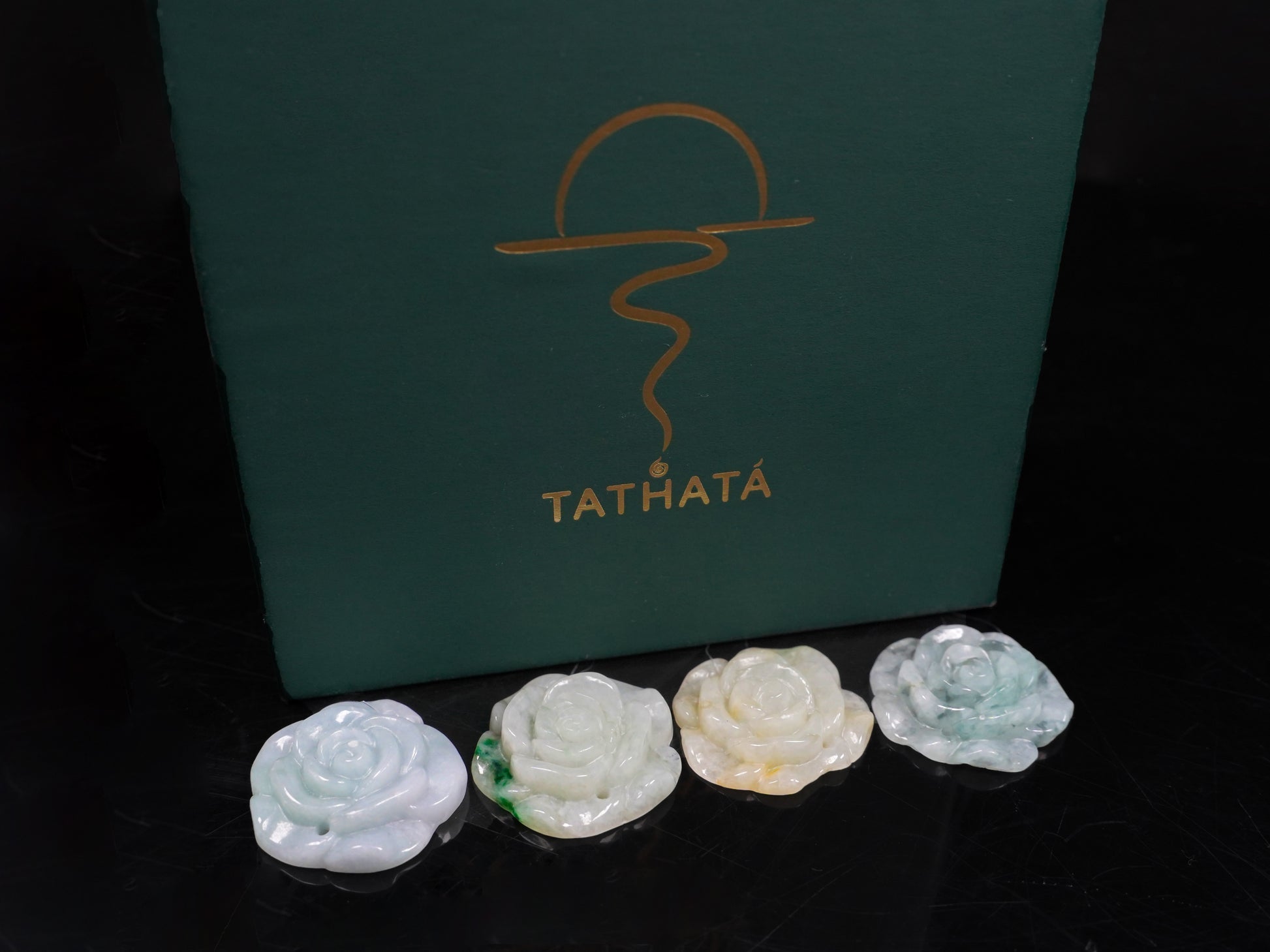 Four individually colored blooms loose jadeite.