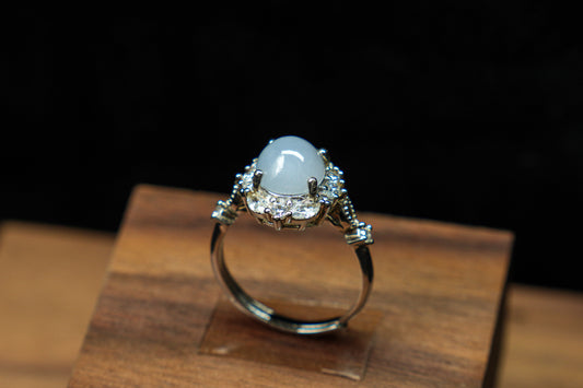 Glacial Jadeite Diamond Ring