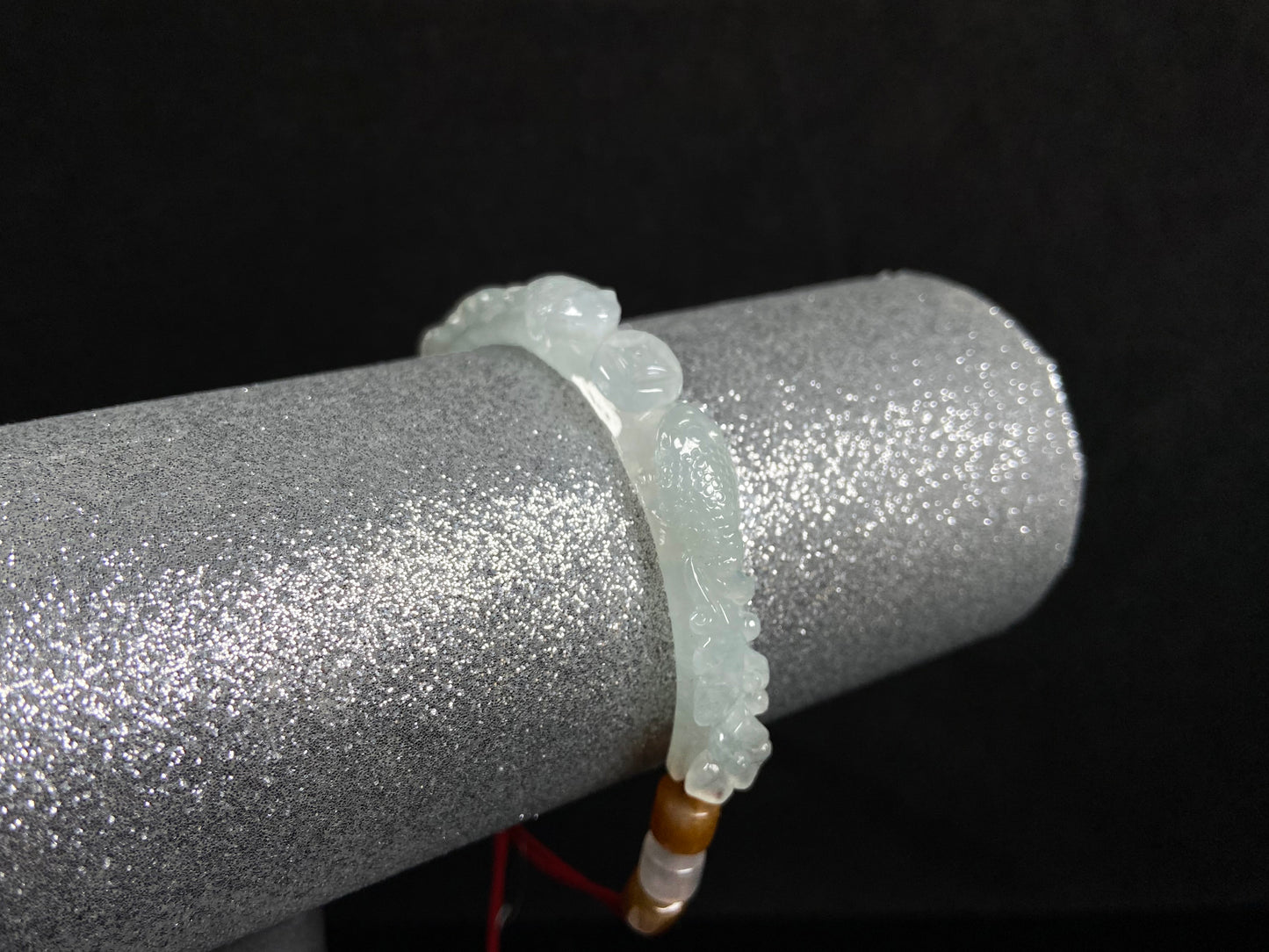 A icy half bangle red cord jadeite  bracelet.