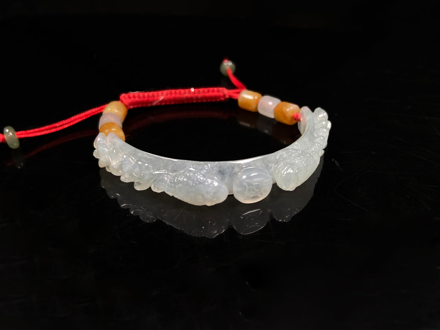 A icy half bangle red cord jadeite  bracelet.