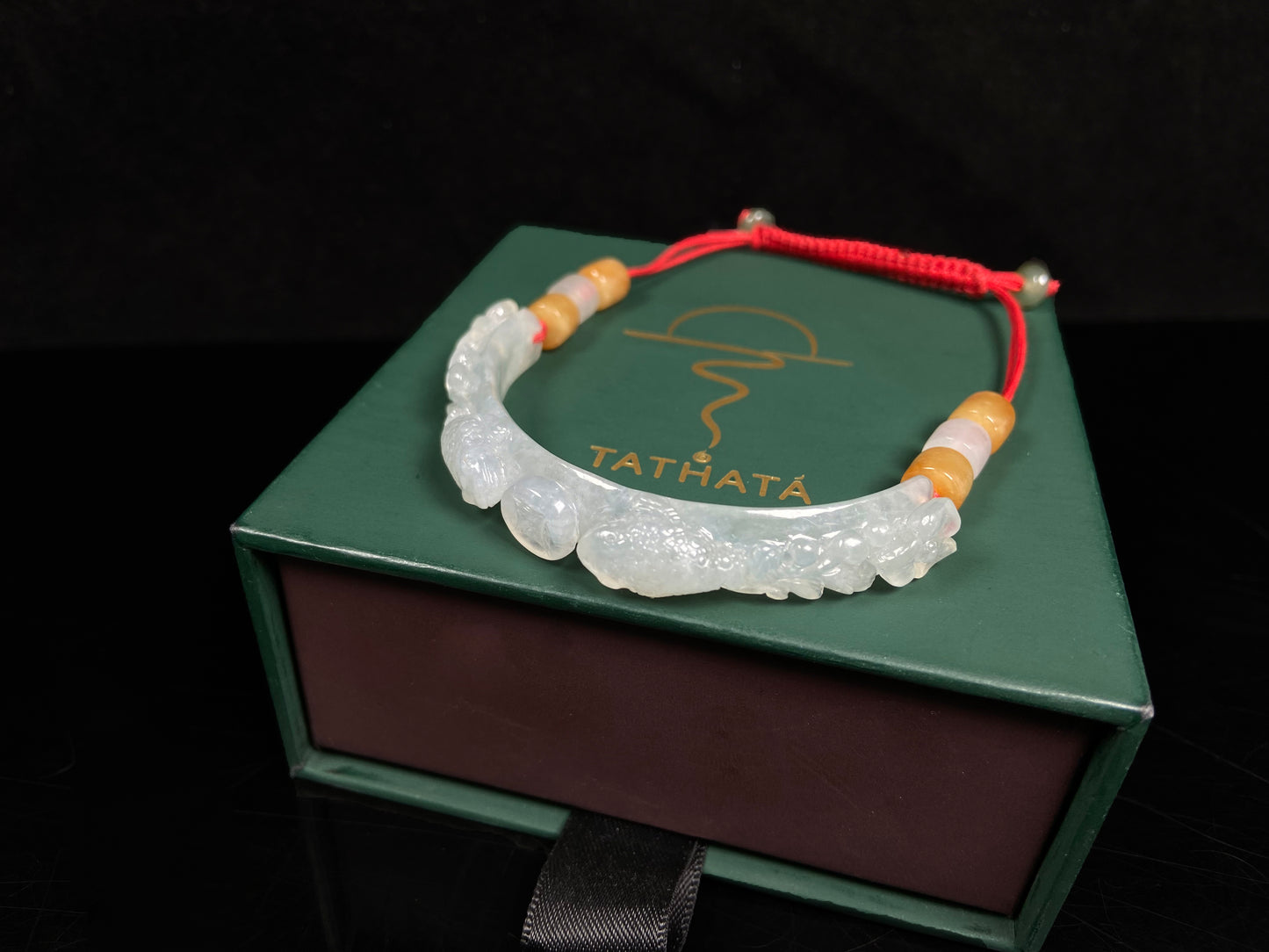 A icy half bangle red cord jadeite  bracelet.