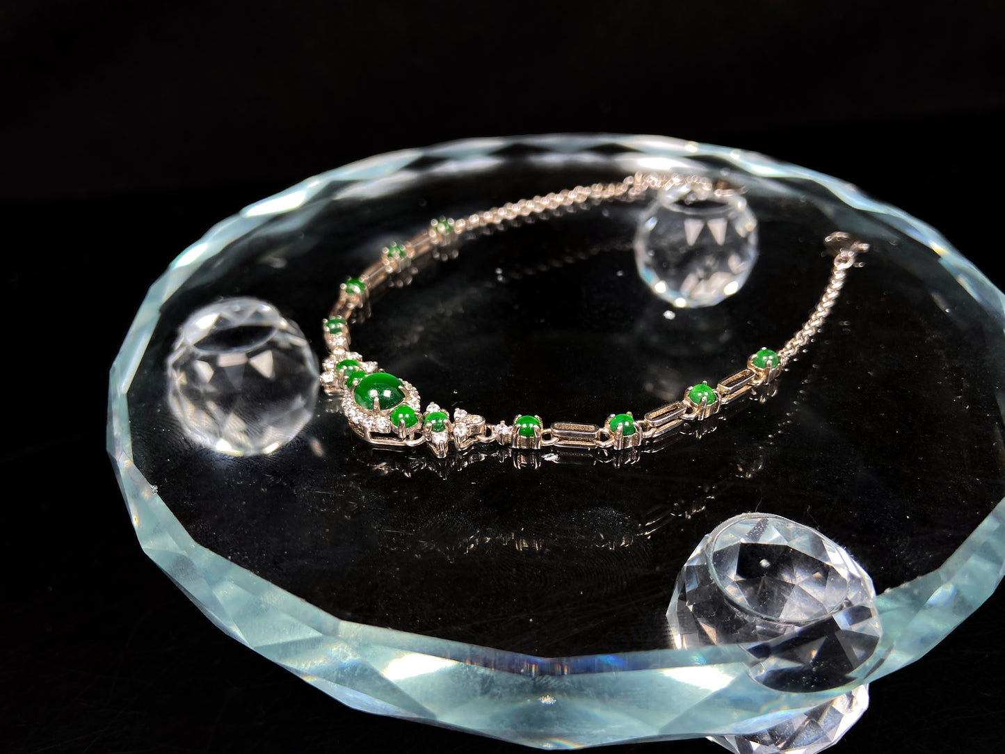 A glacial green dewy jadeite bracelet.