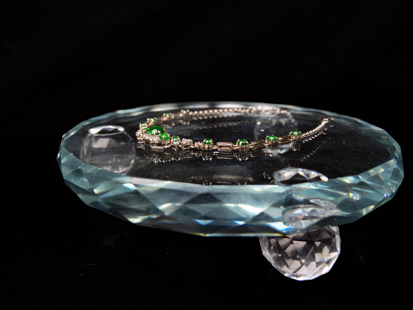A glacial green dewy jadeite bracelet.
