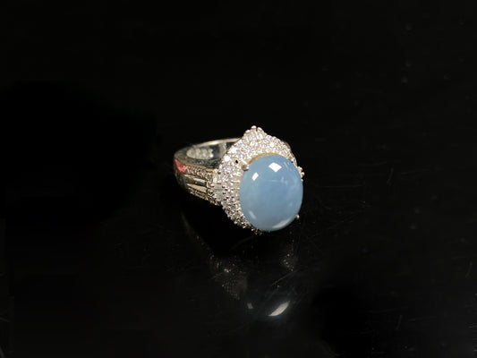 A soft sky blue jadeite ring.