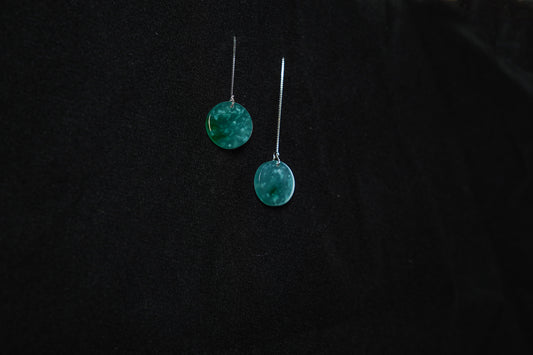 Jadeite Mist-Pattern Disc Earrings