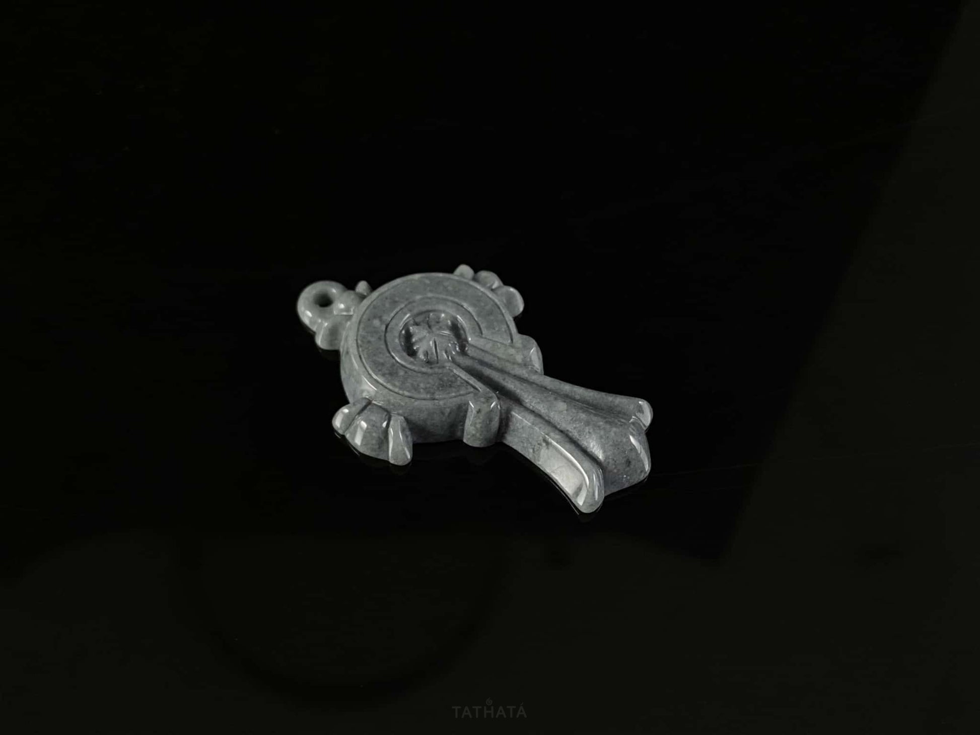 Wuji Retro Carved Cross· Nature Burmese Jadeite Pendant