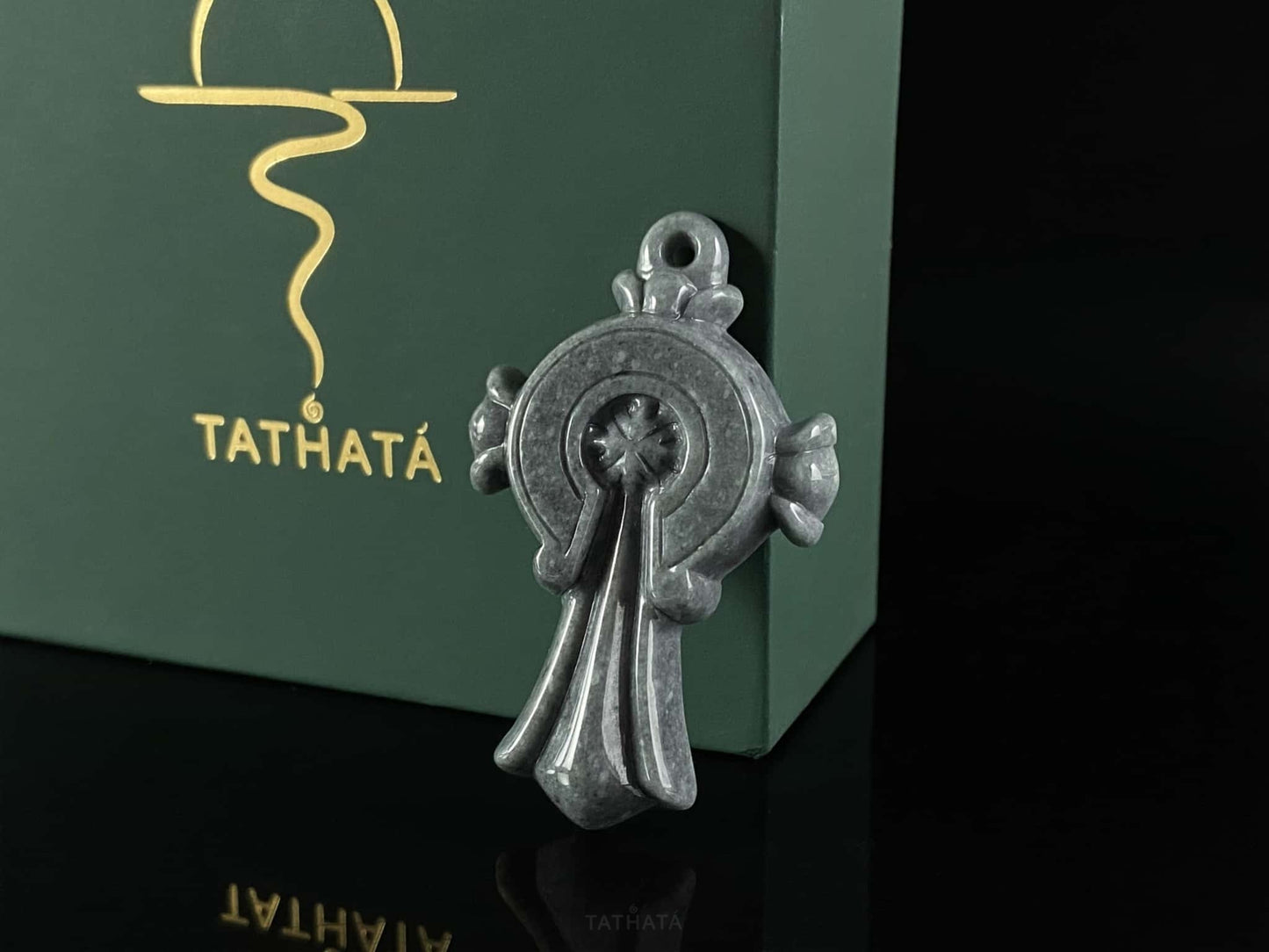 Wuji Retro Carved Cross· Nature Burmese Jadeite Pendant