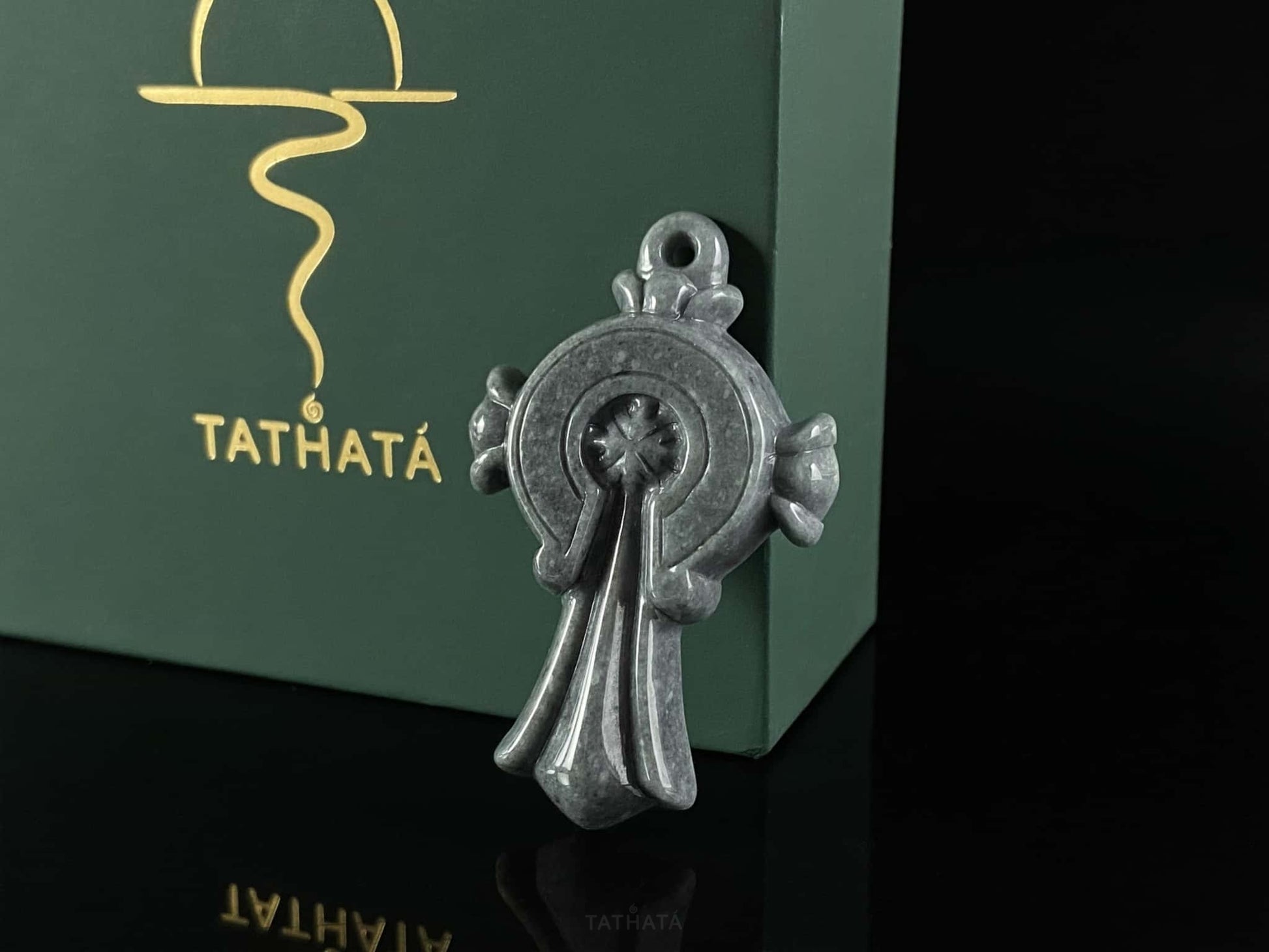 Wuji Retro Carved Cross· Nature Burmese Jadeite Pendant