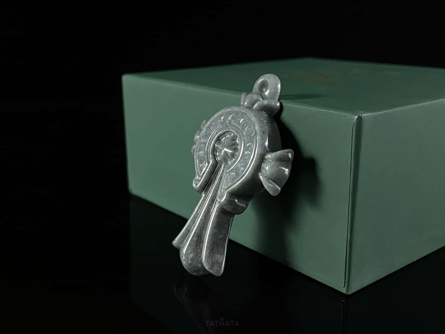 Wuji Retro Carved Cross· Nature Burmese Jadeite Pendant