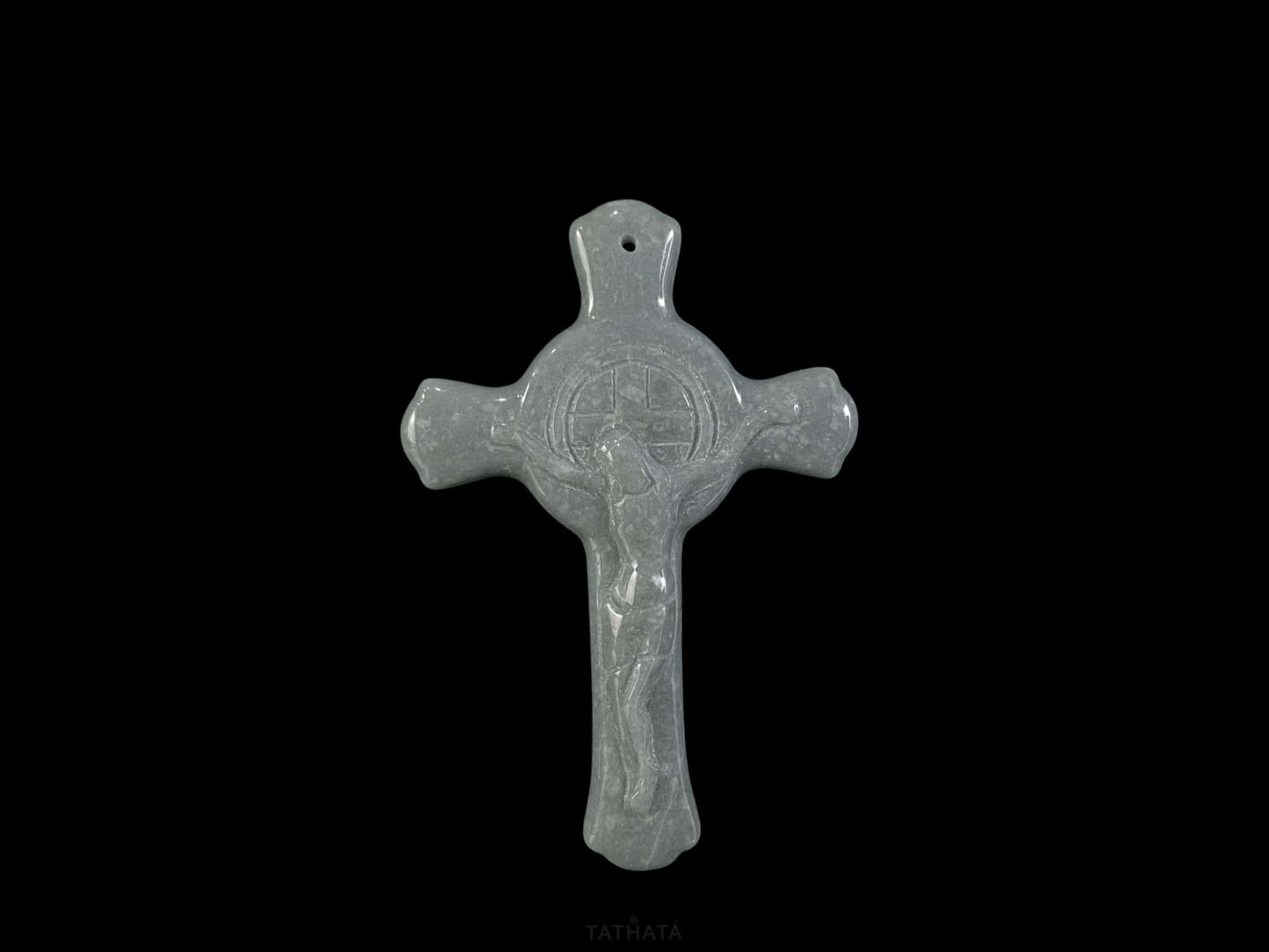 Mist Wuji Crucifix · Nature Burmese Jadeite Pendant