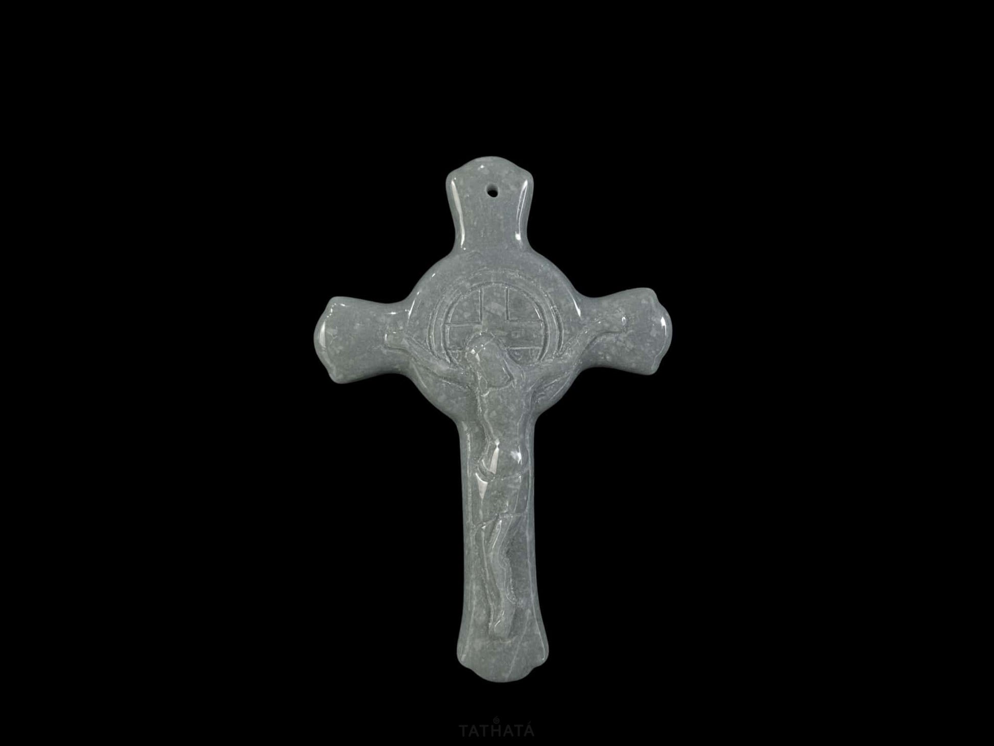 Mist Wuji Crucifix · Nature Burmese Jadeite Pendant