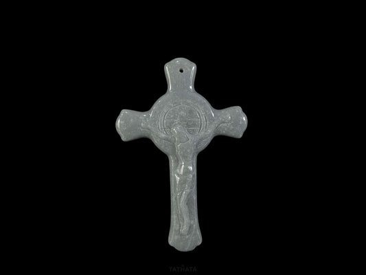 Mist Wuji Crucifix · Nature Burmese Jadeite Pendant