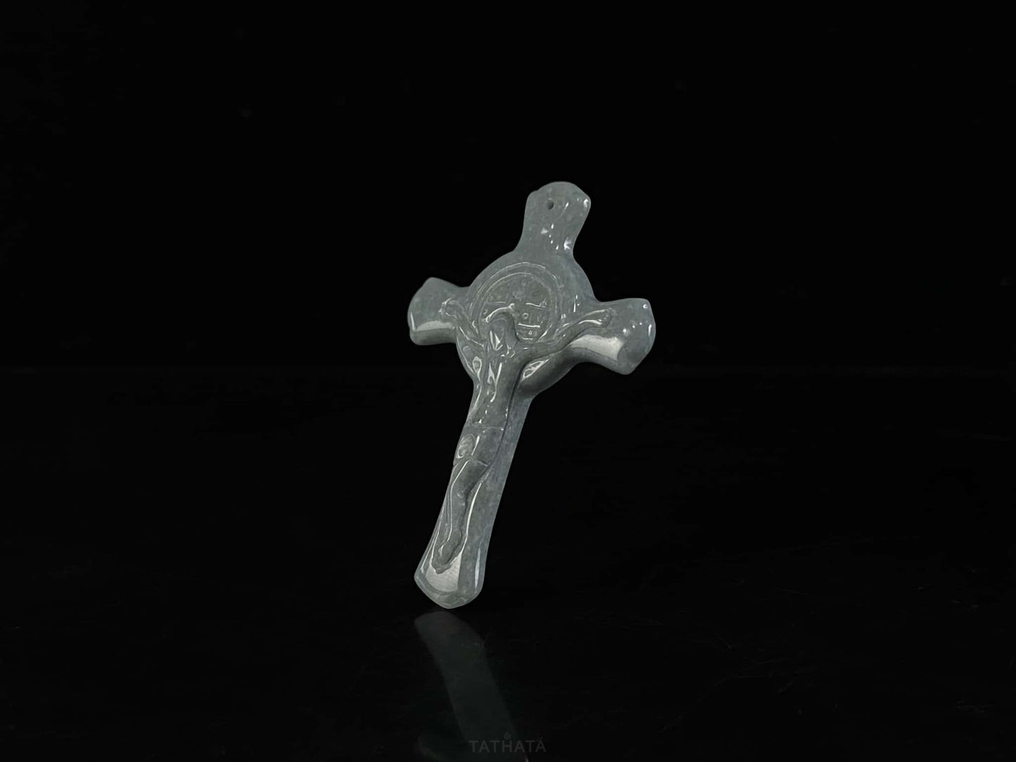 Mist Wuji Crucifix · Nature Burmese Jadeite Pendant