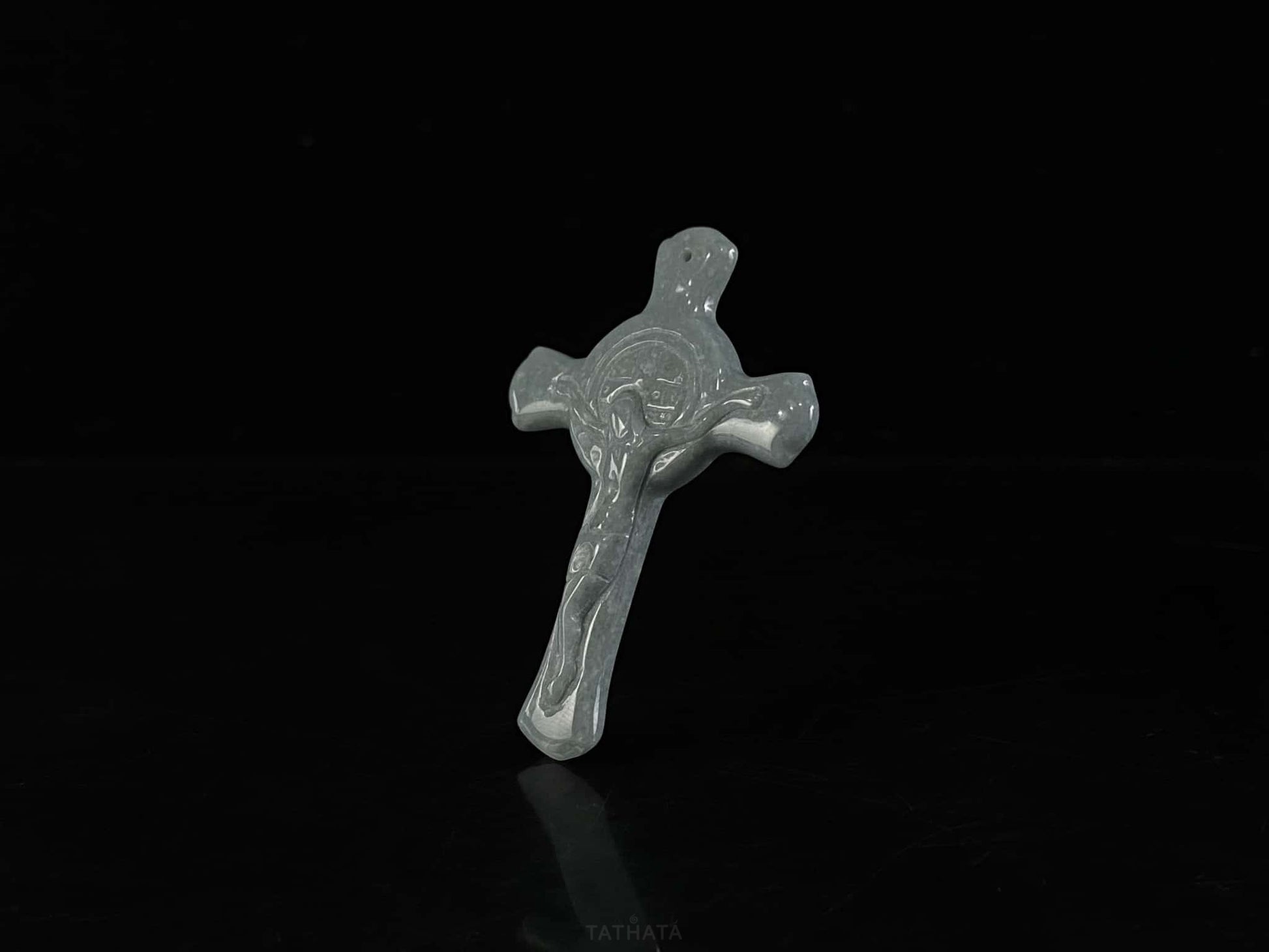Mist Wuji Crucifix · Nature Burmese Jadeite Pendant