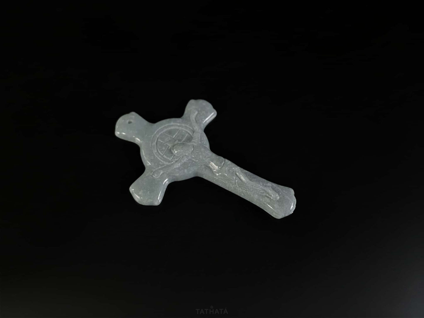 Mist Wuji Crucifix · Nature Burmese Jadeite Pendant