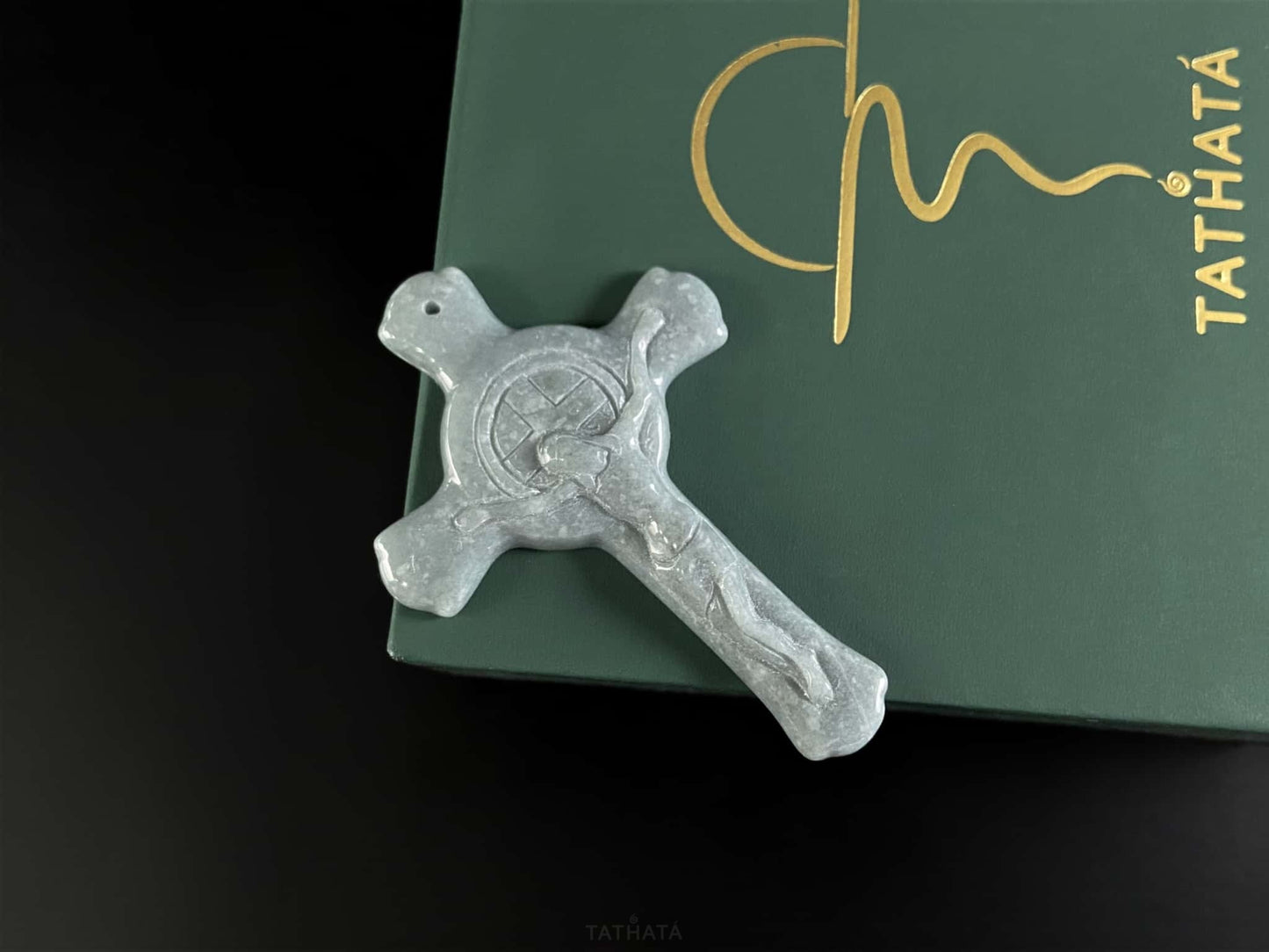 Mist Wuji Crucifix · Nature Burmese Jadeite Pendant