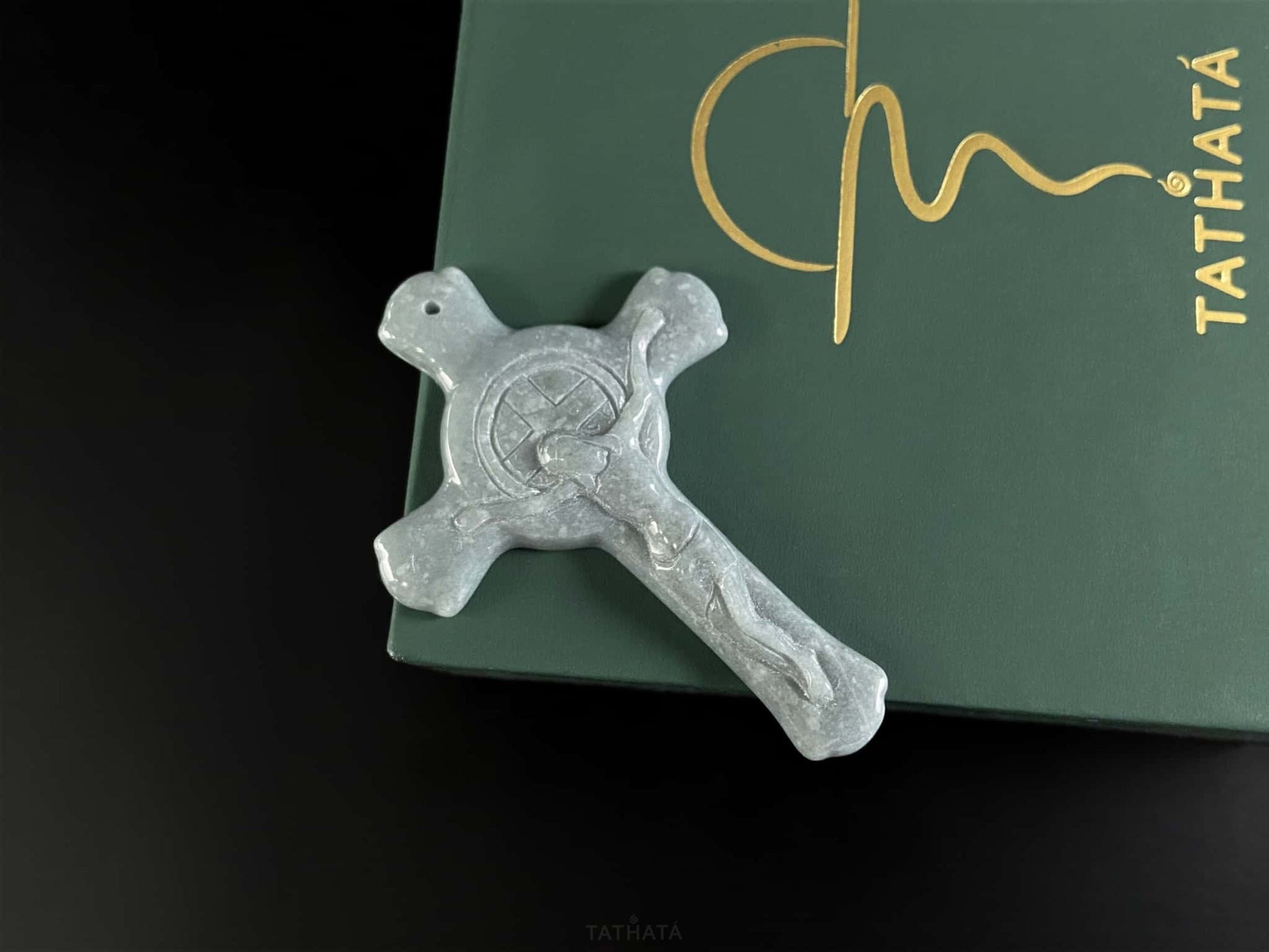 Mist Wuji Crucifix · Nature Burmese Jadeite Pendant