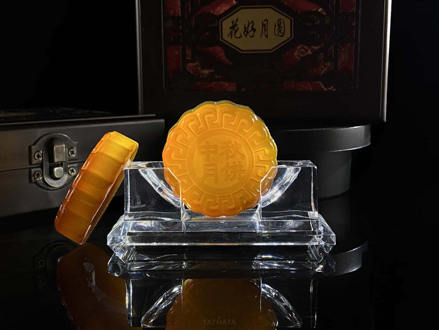 Carved Mooncake Ornament · Nature Burmese Jadeite