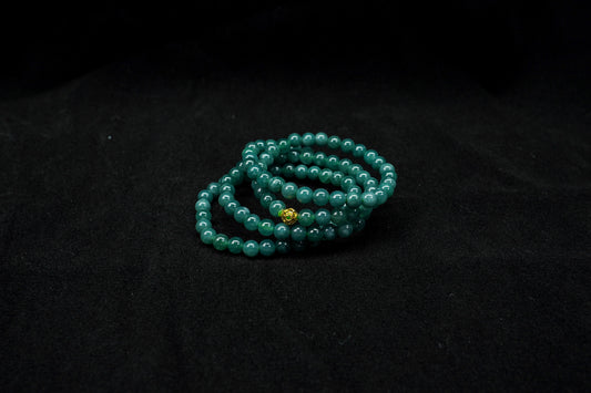 Mystery of the Blue Sea · 108 Jadeite Prayer Beads Necklace
