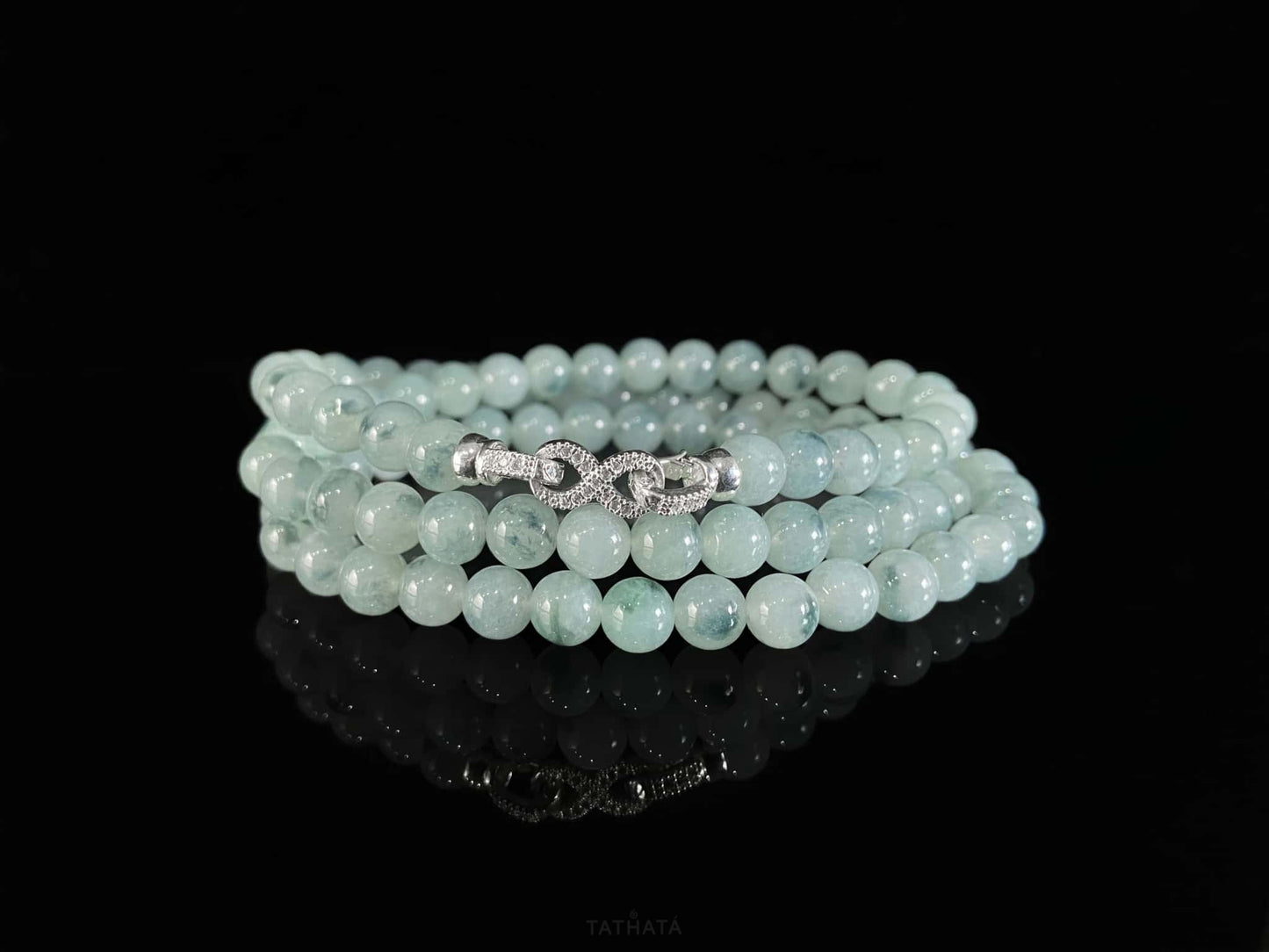 Serene Celadon‑Frost Luminescence · Nature Burmese Jadeite Bracelet