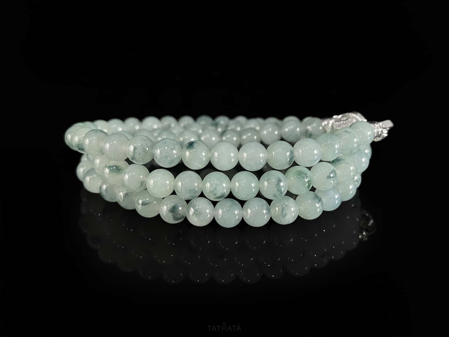 Serene Celadon‑Frost Luminescence · Nature Burmese Jadeite Bracelet