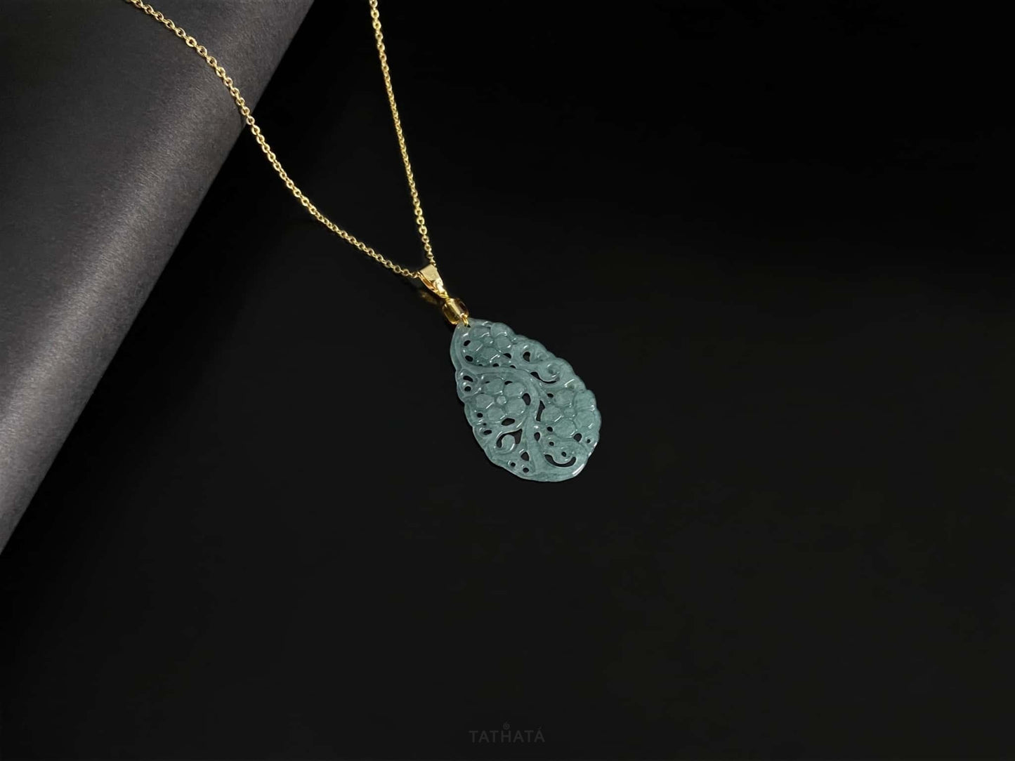 Celestial Lake Floral · Nature Guatemalan Jadeite Pendant