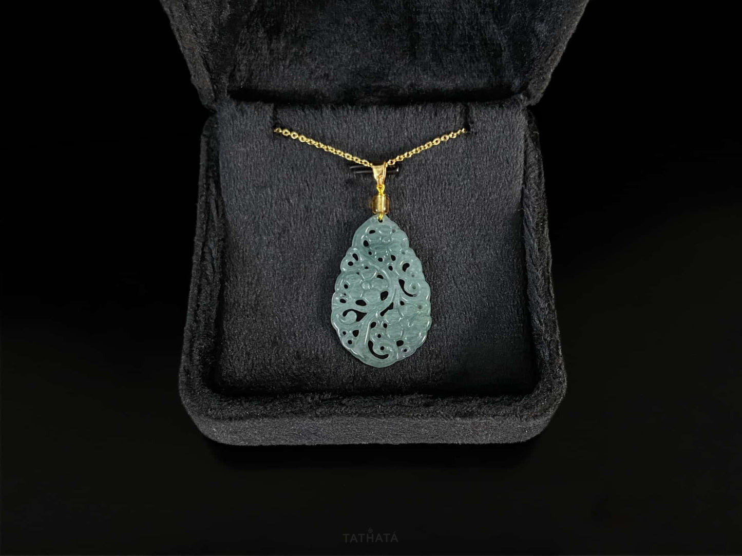 Celestial Lake Floral · Nature Guatemalan Jadeite Pendant