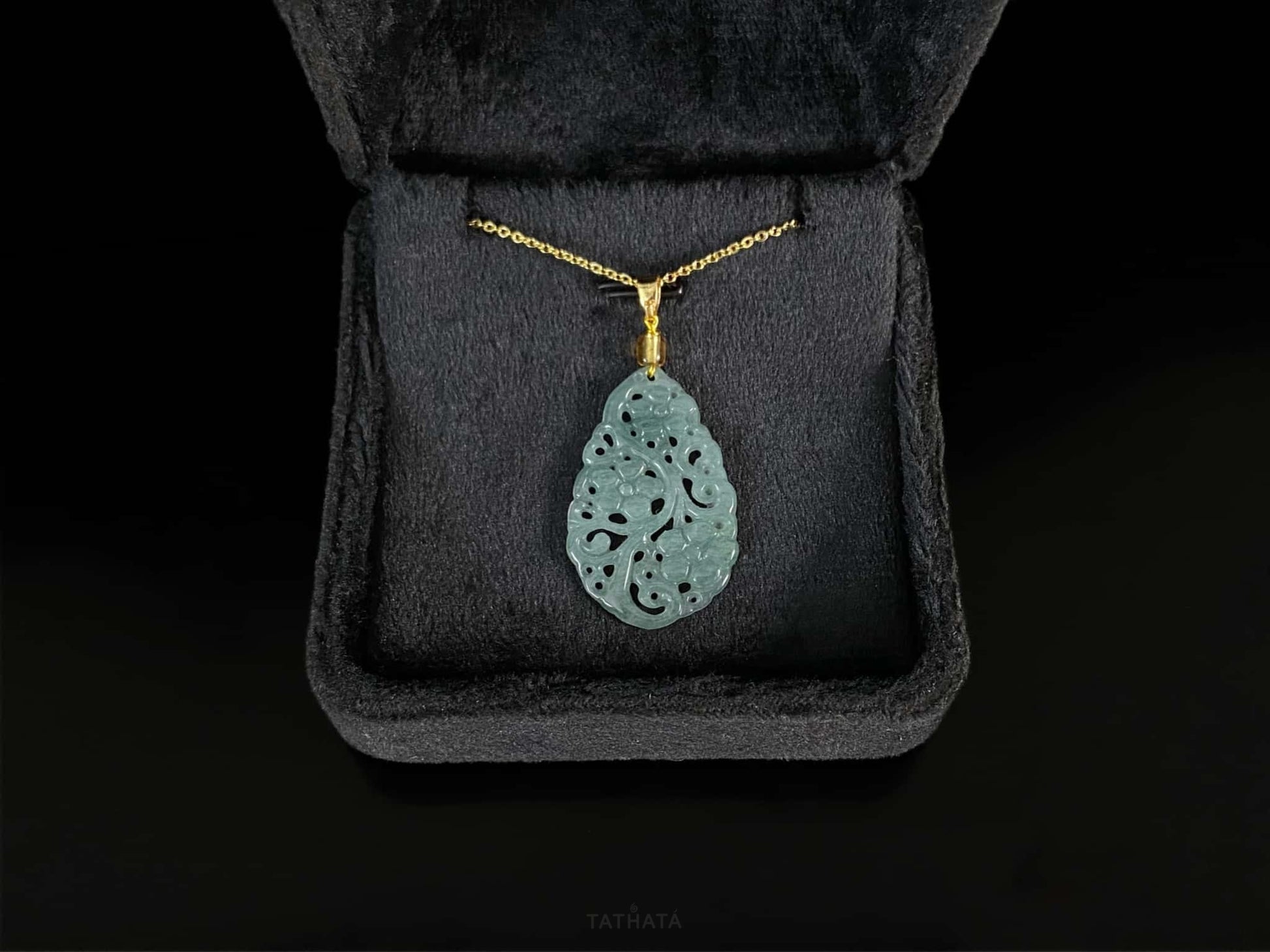 Celestial Lake Floral · Nature Guatemalan Jadeite Pendant