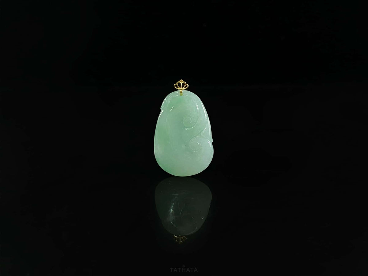 Most Popular 🍃 Misty Dew Green Ruyi · Nature Burmese Jadeite Pendant