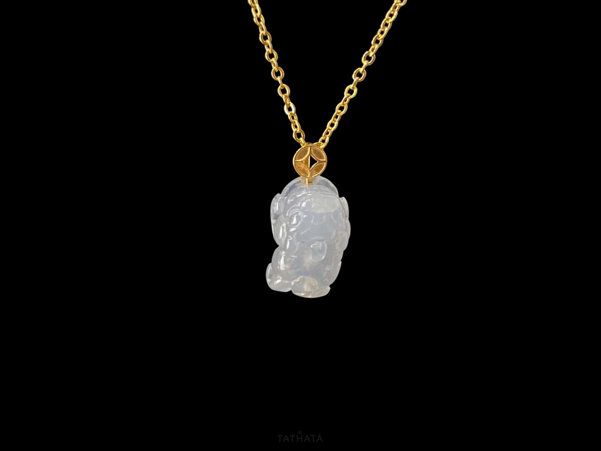 Frost Ice Pixiu · Nature Burmese Jadeite Pendant
