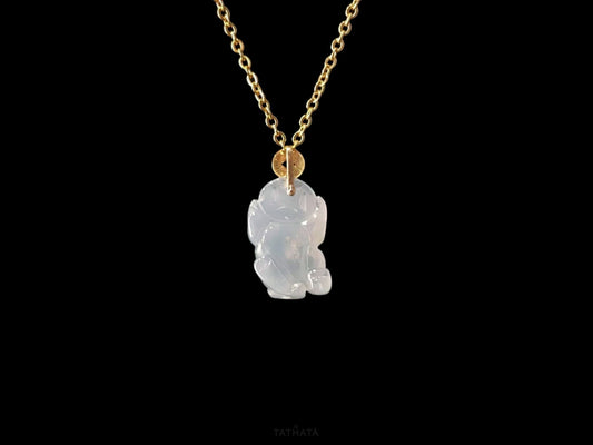 Frost Ice Pixiu · Nature Burmese Jadeite Pendant