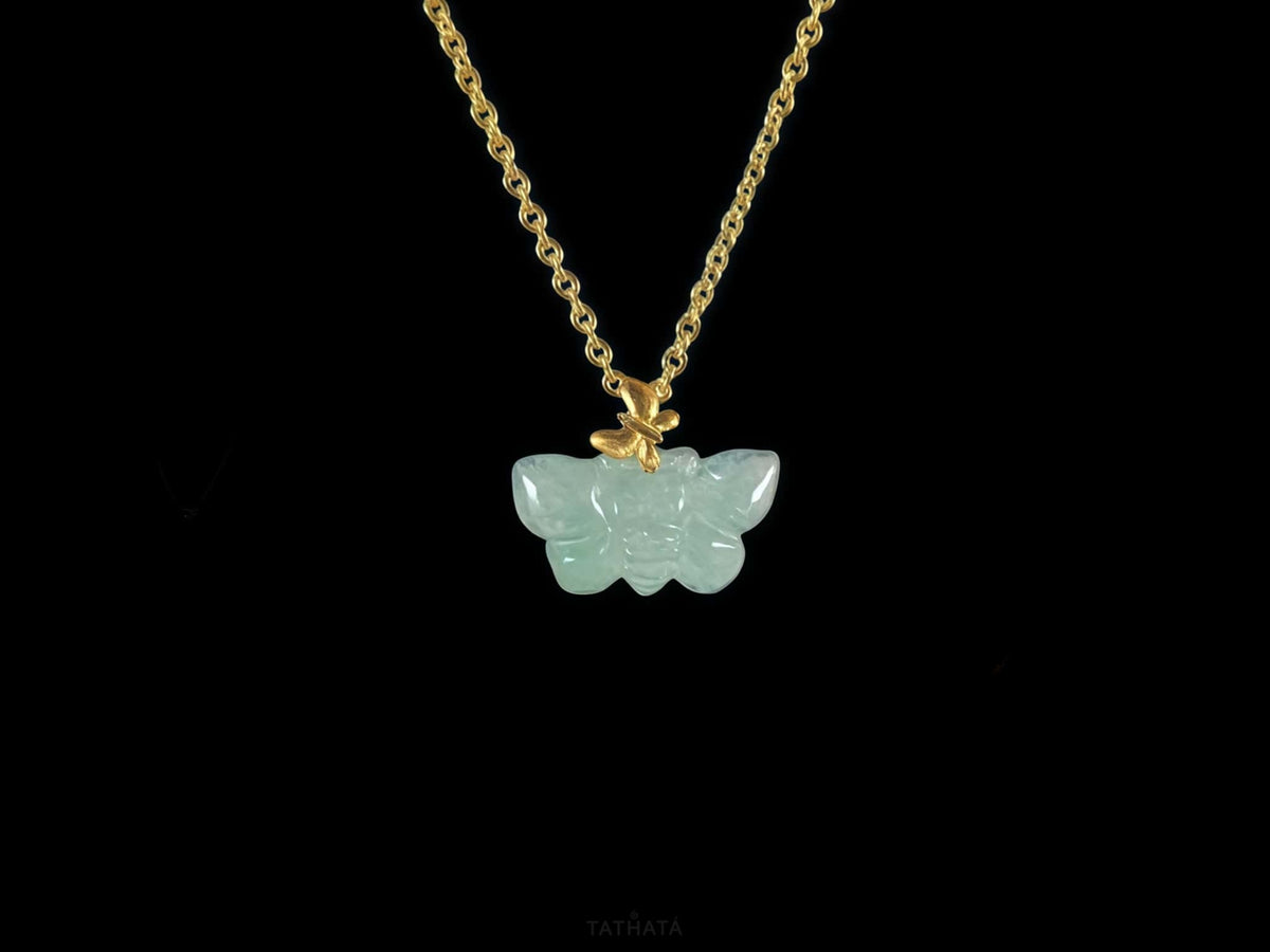 Pale Spring Green Butterfly · Nature Burmese Jadeite Pendant