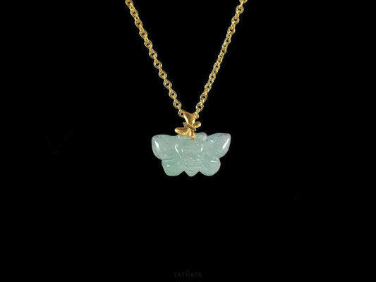 Pale Spring Green Butterfly · Nature Burmese Jadeite Pendant
