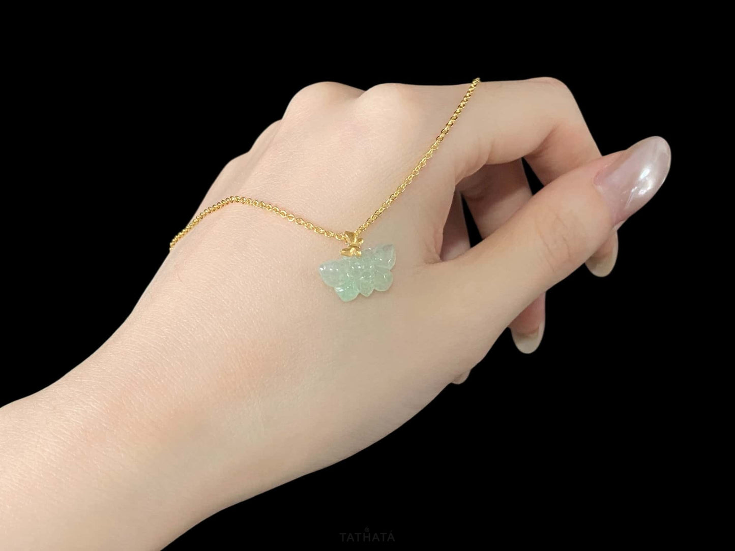 Pale Spring Green Butterfly · Nature Burmese Jadeite Pendant