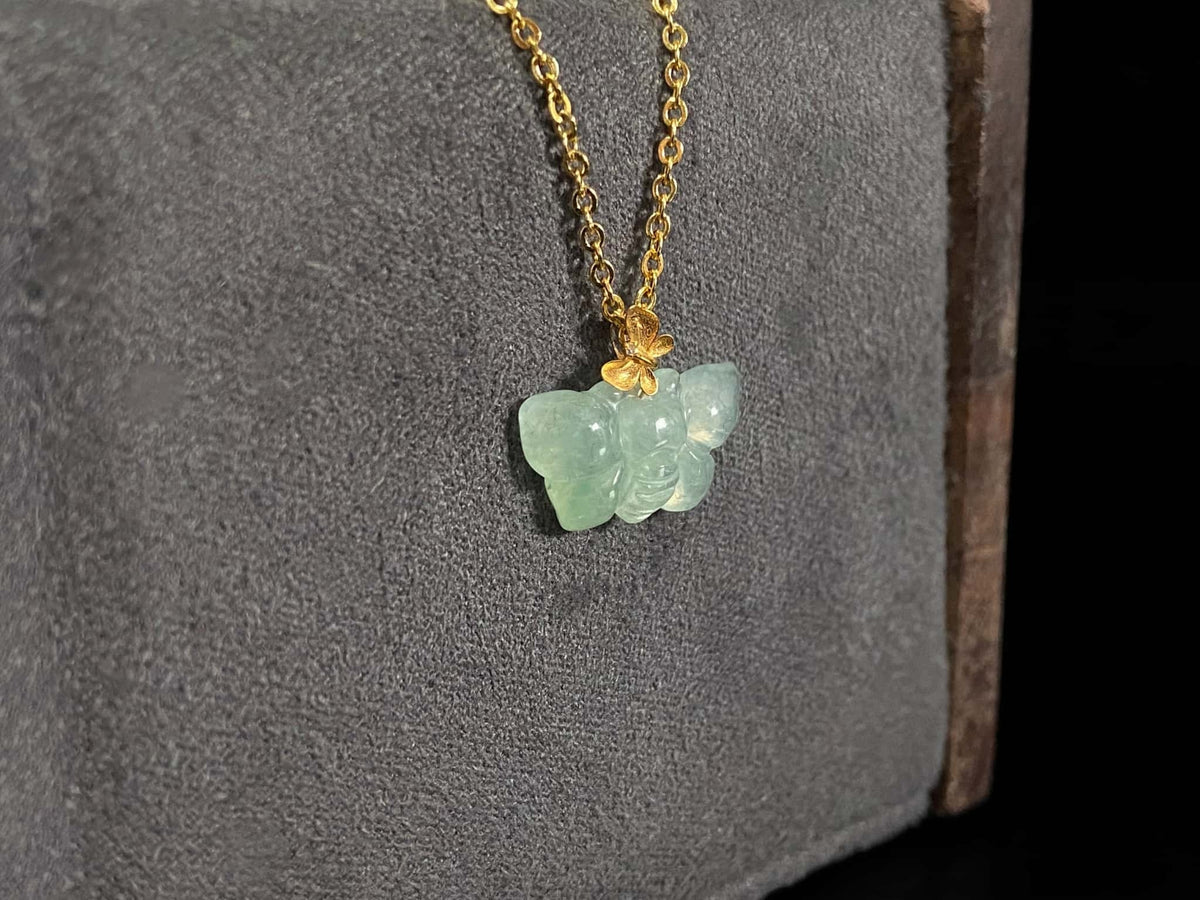 Pale Spring Green Butterfly · Nature Burmese Jadeite Pendant
