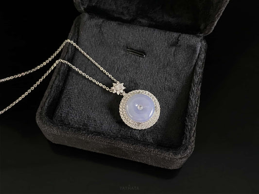 Dreamy Lavender Peace Buckle · Nature Burmese Jadeite Pendant
