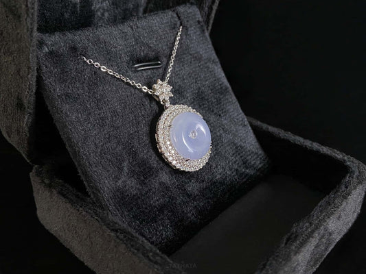 Dreamy Lavender Peace Buckle · Nature Burmese Jadeite Pendant