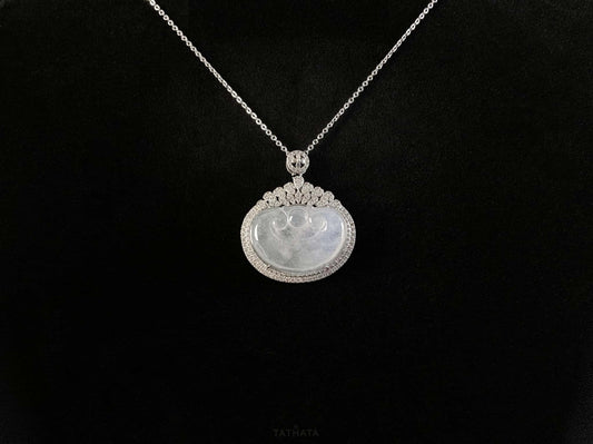 Frost Cloud White Ruyi · Nature Burmese Jadeite Pendant