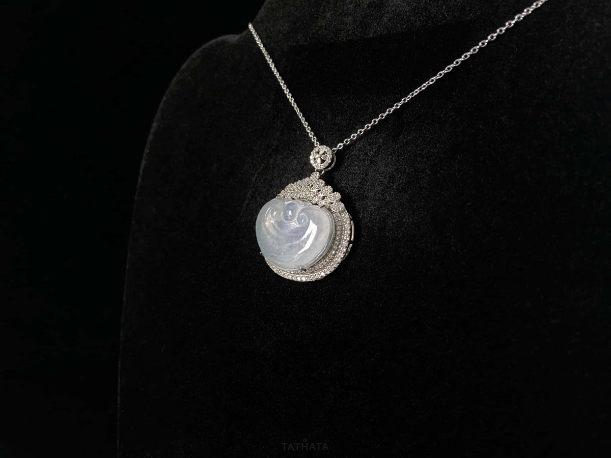 Frost Cloud White Ruyi · Nature Burmese Jadeite Pendant