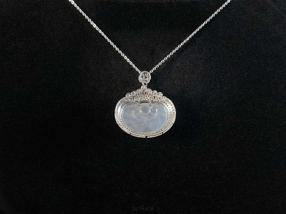 Frost Cloud White Ruyi · Nature Burmese Jadeite Pendant