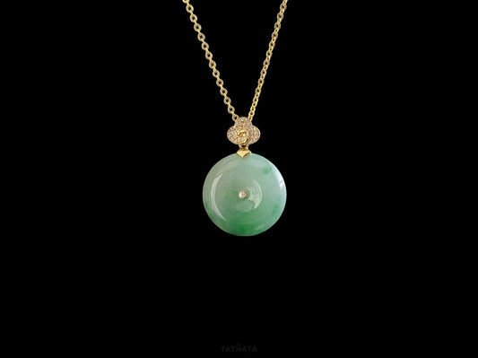 Moss Veil Green Ping An Kou · Nature Burmese Jadeite Pendant
