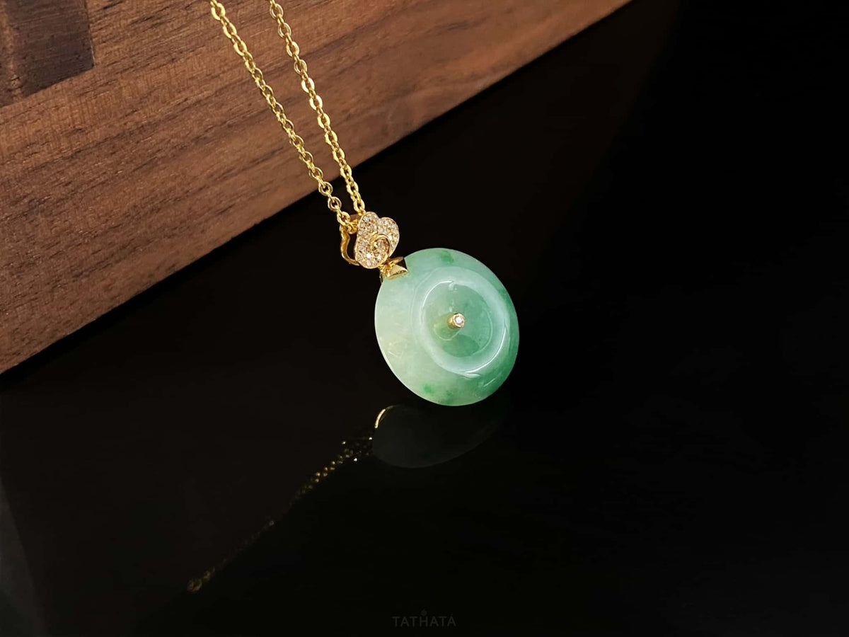 Moss Veil Green Ping An Kou · Nature Burmese Jadeite Pendant