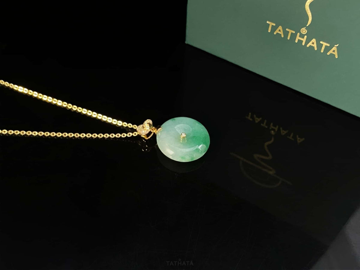 Moss Veil Green Ping An Kou · Nature Burmese Jadeite Pendant